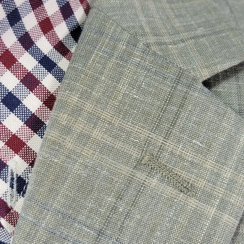 Calvin Klein Men's Sport Coat Blazer Gray Plaid Wool Linen Poly Extreme Slim 40R